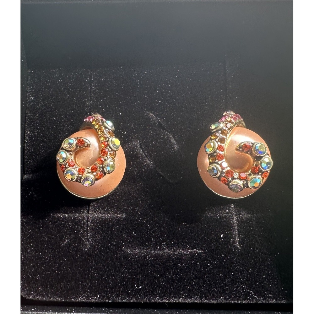 NWT HEIDI DAUS "Deep Dive Dazzle" Beaded Crystal Button Earrings Omega backs‎